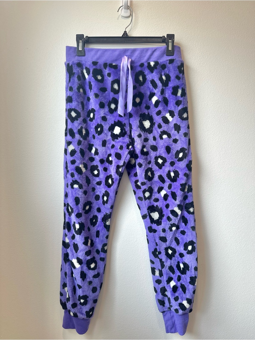 Girls' Cozy Purple Leopard Plush Pajama Pants